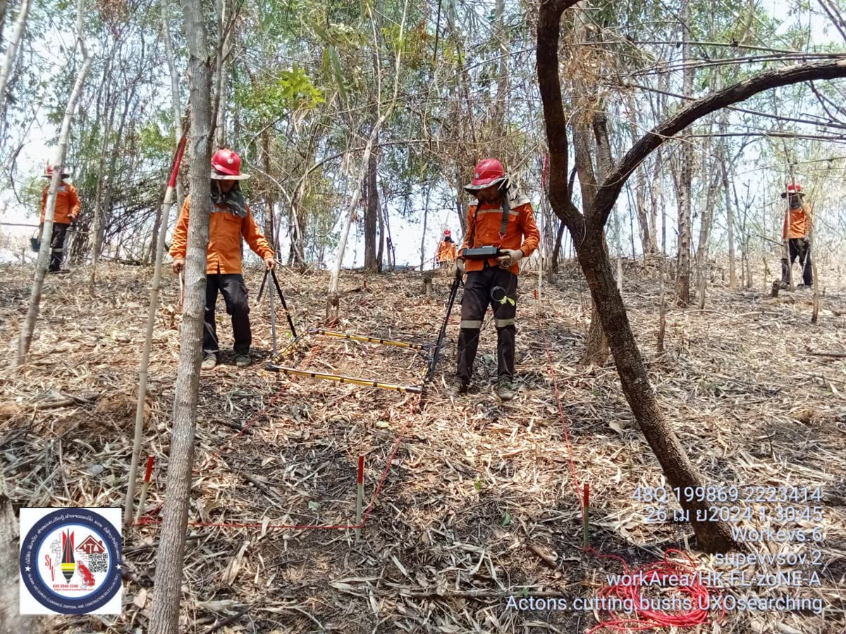 SLV EOD technician locating unexploded ordnance