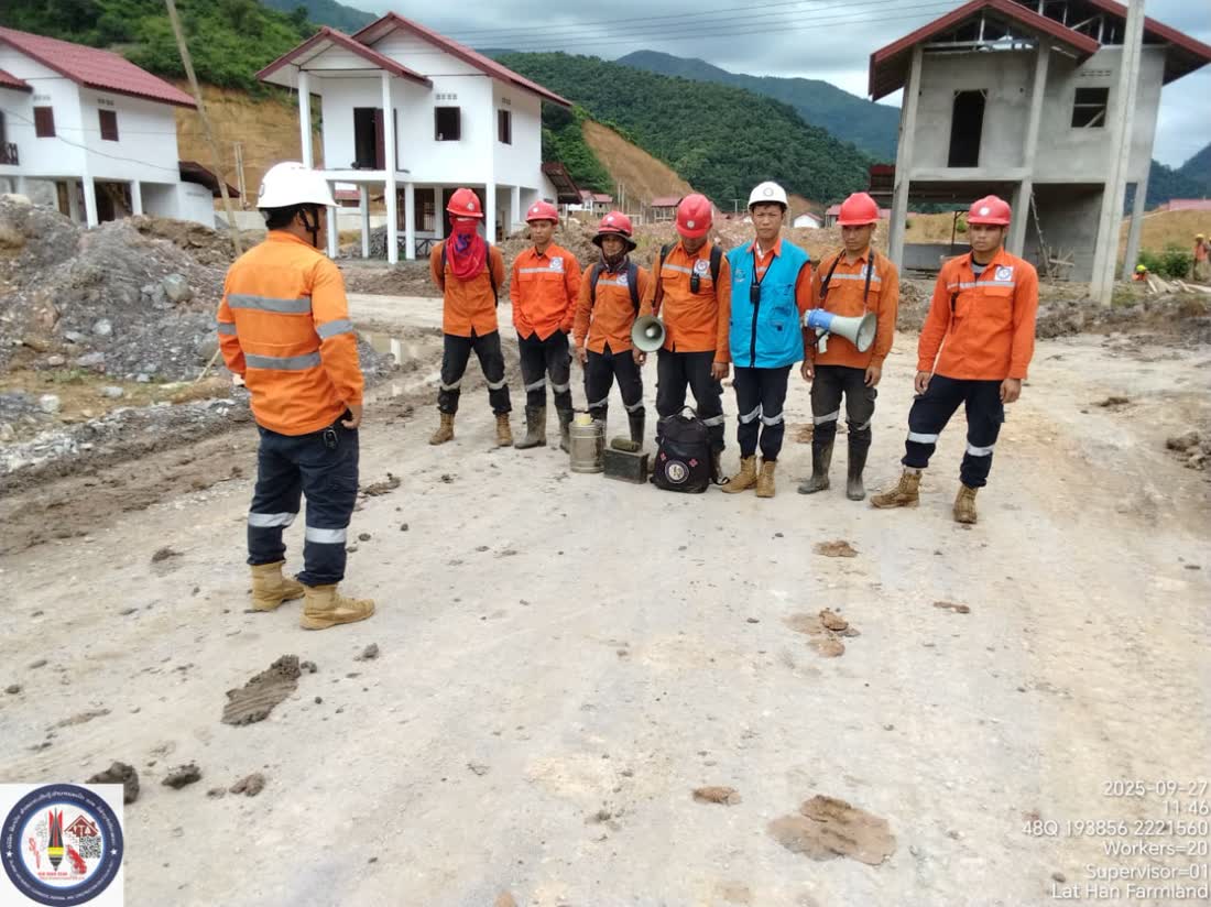 SILAVAN UXO clearance team at a village work site